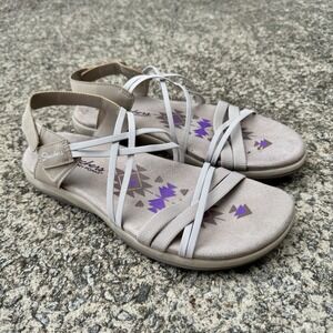 Skechers Women's Size 10 Sandal Reggae-Slim‎ Takes Two Taupe Sport Comfort Yoga